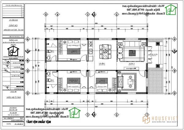 Phương án nội thất nhà cấp 4 mái thái đẹp NDNC458