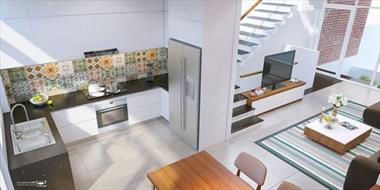 Mẫu nhà cấp 4 phòng khách liền kề bếp đẹp thoáng mát.