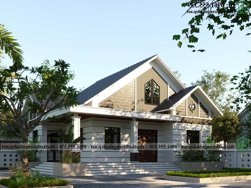 Mẫu nhà cấp 4 có gác xép làm phòng ngủ NDNC4184