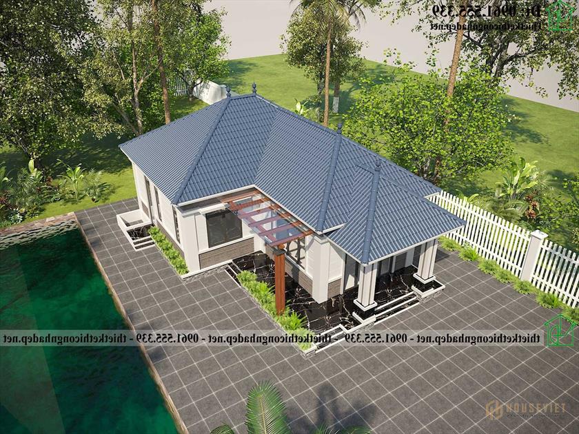 Phối cảnh tổng thể mẫu nhà cấp 4 mái thái 8x13m NDNC4185