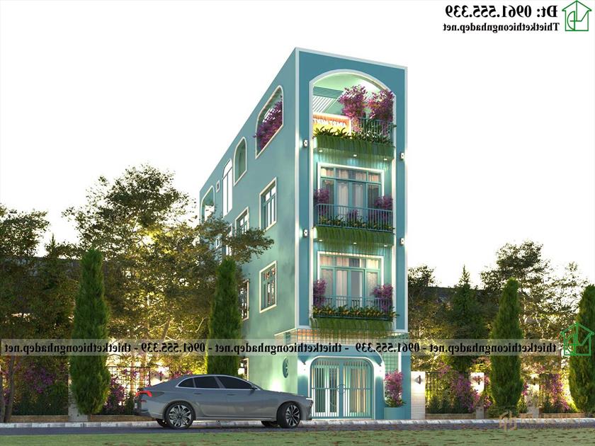 Mẫu thiết kế nhà ống 4 tầng hiện đại NDNP4T18