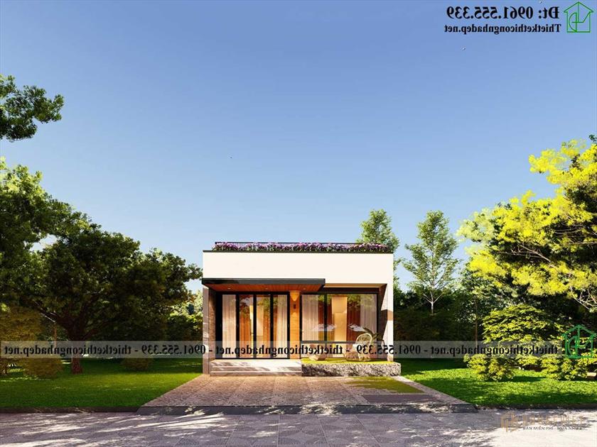 Phối cảnh mẫu nhà cấp 4 đẹp mái bằng NDNC4186