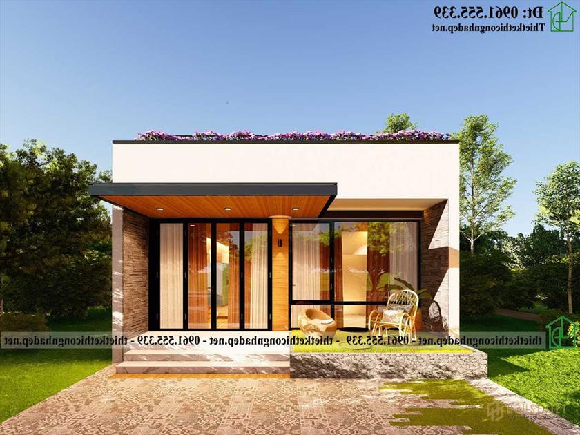 Mặt tiền nhà cấp 4 mái bằng hiện đại 7x10m NDNC4186