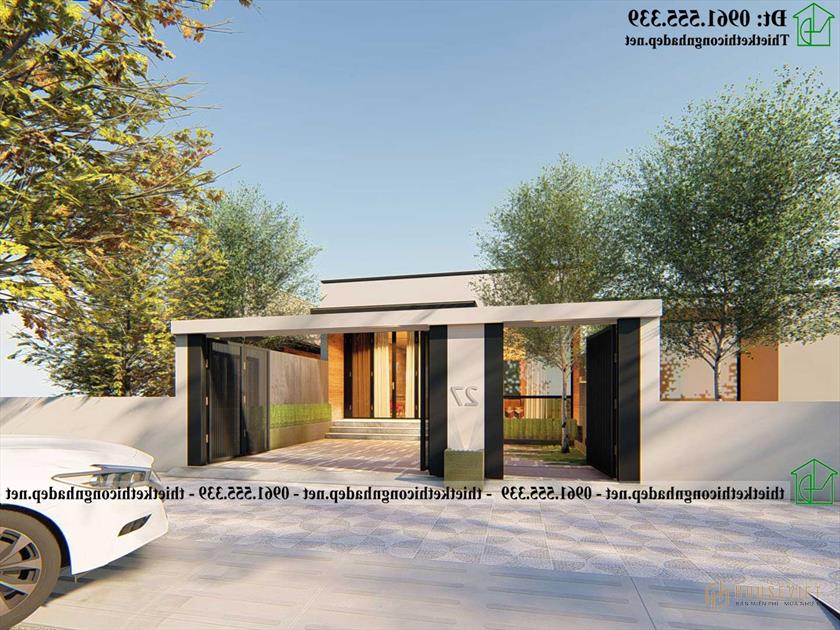 Mặt tiền mẫu nhà cấp 4 mái bằng đẹp NDNC4186