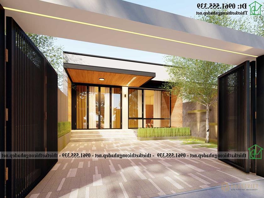 Mẫu thiết kế nhà cấp 4 mái bằng hiện đại NDNC4186