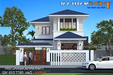 Mẫu thiết kế biệt thự 2 tầng 90m2 hình chữ L với kiến ​​trúc mái thái ấn tượng của Nhật Bản