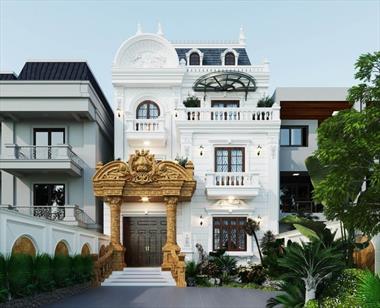 Xu hướng thiết kế biệt thự tân cổ điển 2 tầng 1 tum đẹp cuốn hút