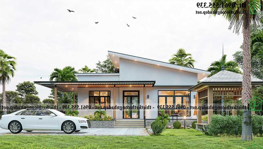 Phối cảnh mặt bằng mẫu nhà cấp 4 có sân vườn đẹp NDNC4187