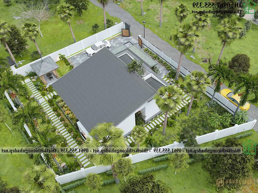 Mẫu thiết kế nhà cấp 4 mái lệch đẹp NDNC4187