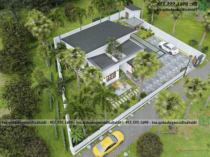 Mẫu nhà cấp 4 mái xéo đẹp NDNC4187