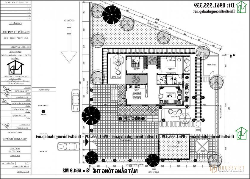 Mặt bằng tổng thể nhà cấp 4 có sân vườn NDNC4187