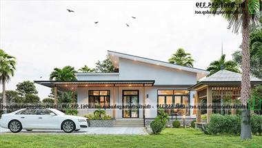 Nhà cấp 4 2 phòng ngủ có sân vườn nhà khung thép tiền chế 12x10m ở Hòa Lạc NDNC4187