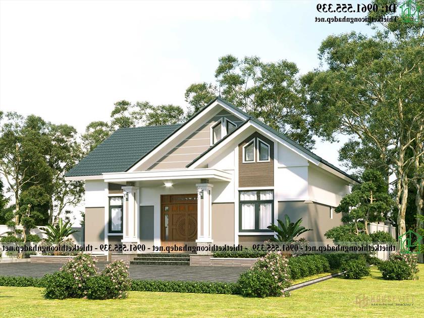 Mẫu thiết kế nhà cấp 4 mái thái đẹp 3 phòng ngủ hiện đại NDNC4189