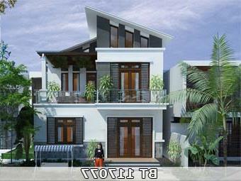 Mặt tiền mẫu nhà 2 tầng hiện đại BT117077