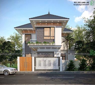 Mẫu biệt thự 2 tầng mái Nhật 8x11m tại Phúc Thọ Hà Nội NDBT2T140