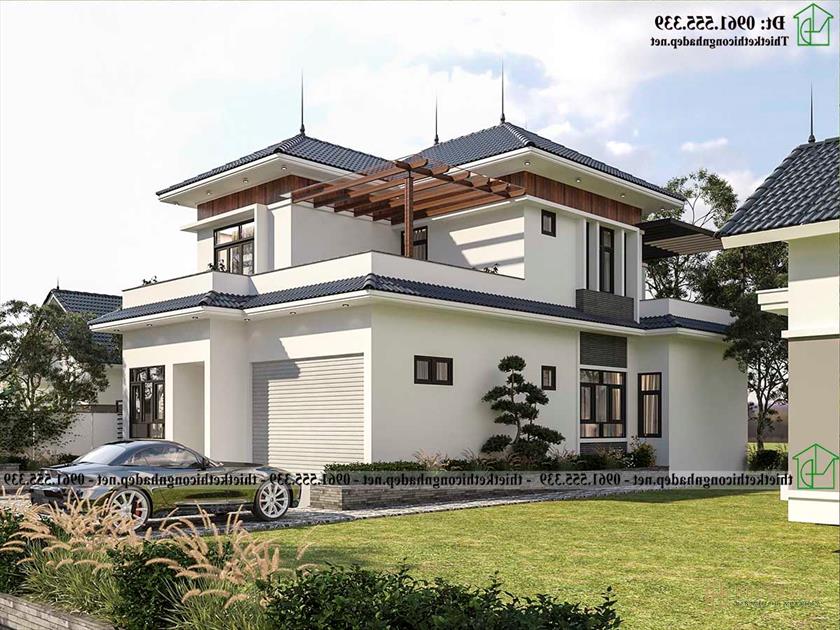 Nhà mái thái 2 tầng 4 phòng ngủ 10x16m ở Bắc Kạn Ndbt2t142