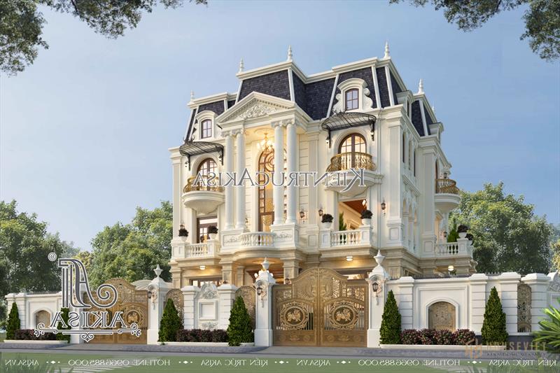 Mẫu thiết kế biệt thự tân cổ điển kiểu Pháp 3 tầng đẹp (Anh Sơn - Hồ Chí Minh) BT32652