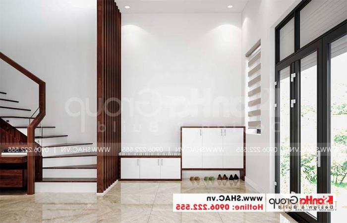 Mẫu thiết kế nhà phố hiện đại 3 tầng mái bằng 5x11,95m tại Hải Phòng - SH NOD 0216 29 Thiết kế sảnh cầu thang được tận dụng tối đa để trang trí