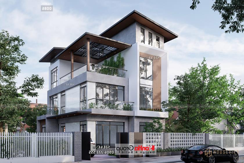 Nhà phố 3 tầng 300m2 phong cách hiện đại - SH BTD 0086 1 Biệt thự hiện đại 3 tầng, 5 phòng ngủ, diện tích 300m2