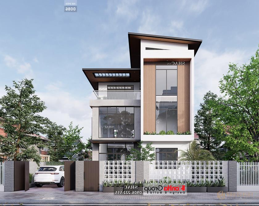 Nhà phố 3 tầng 300m2 phong cách hiện đại - SH BTD 0086 3 Biệt thự mặt tiền 15m cao 3 tầng