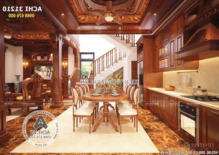 Không gian bếp mẫu nhà 3 tầng tân cổ điển Không gian bếp mẫu nhà 3 tầng tân cổ điển