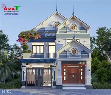 Mẫu nhà mái thái 2 tầng có gara tại Bình Giang - Hải Dương MS: CD116