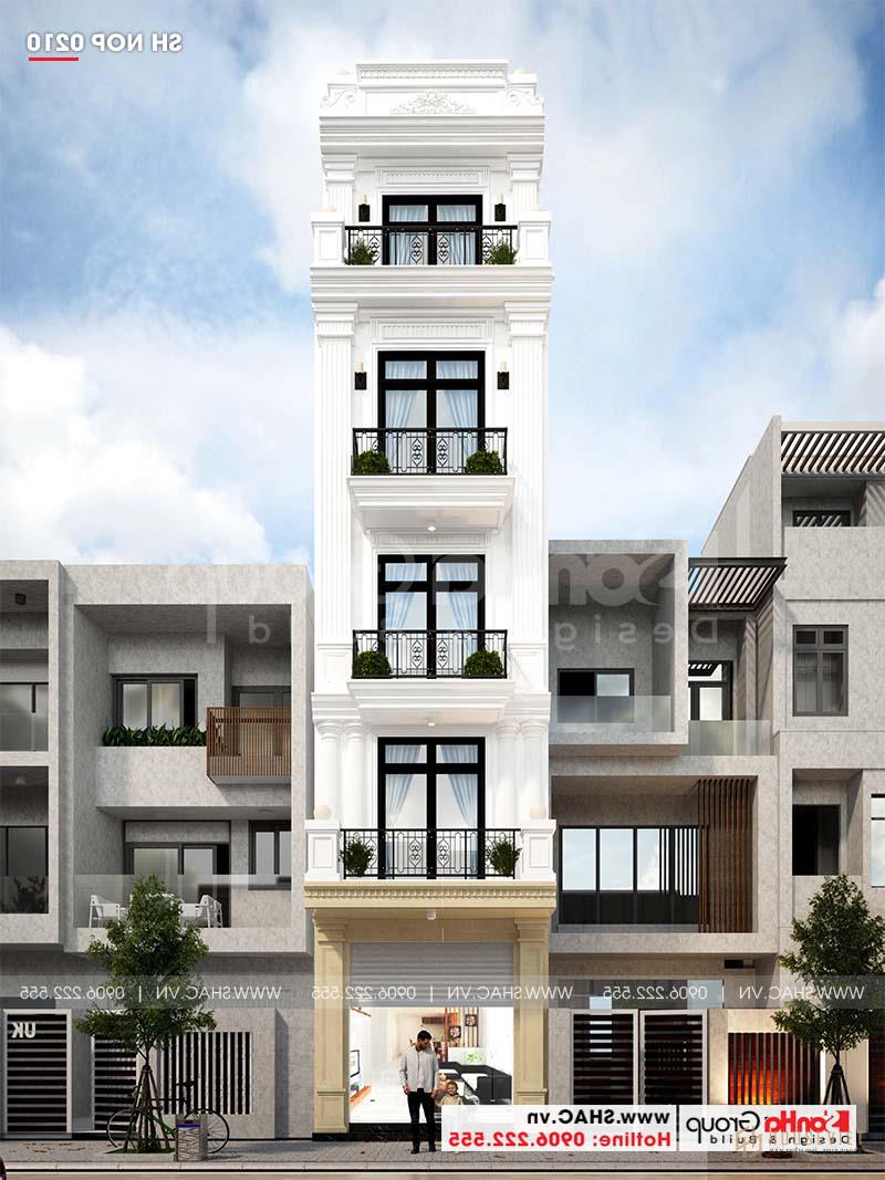 Mẫu nhà tân cổ điển 5 tầng 4x11,19m có thang máy tại Hải Phòng - SH NOP 0210 21 Mẫu nhà ống tân cổ điển 5 tầng 4x11,19m có thang máy tại Hải Phòng