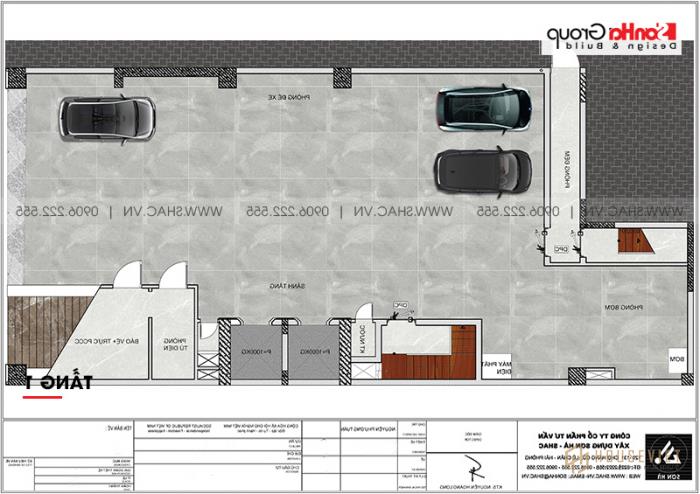 Mẫu thiết kế khách sạn 3 sao 12 tầng hiện đại tại Bình Định - SH KS 0073 18 Mặt bằng tầng 1 khách sạn 3 sao hiện đại tại Bình Định