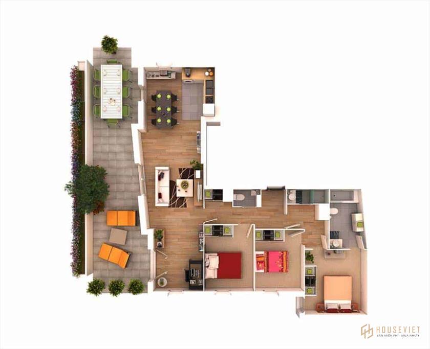 Mẫu nhà ống 1 tầng hình chữ L