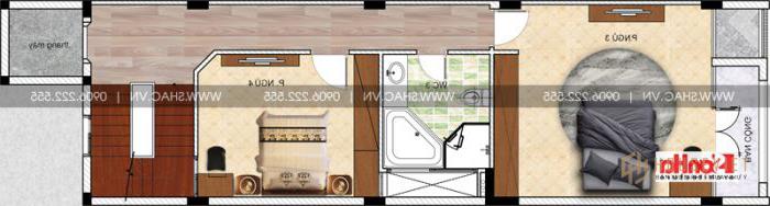 Bản vẽ thiết kế công năng tầng 3 nhà ống 5x20m hiện đại, tiện nghi tại Sài Gòn 