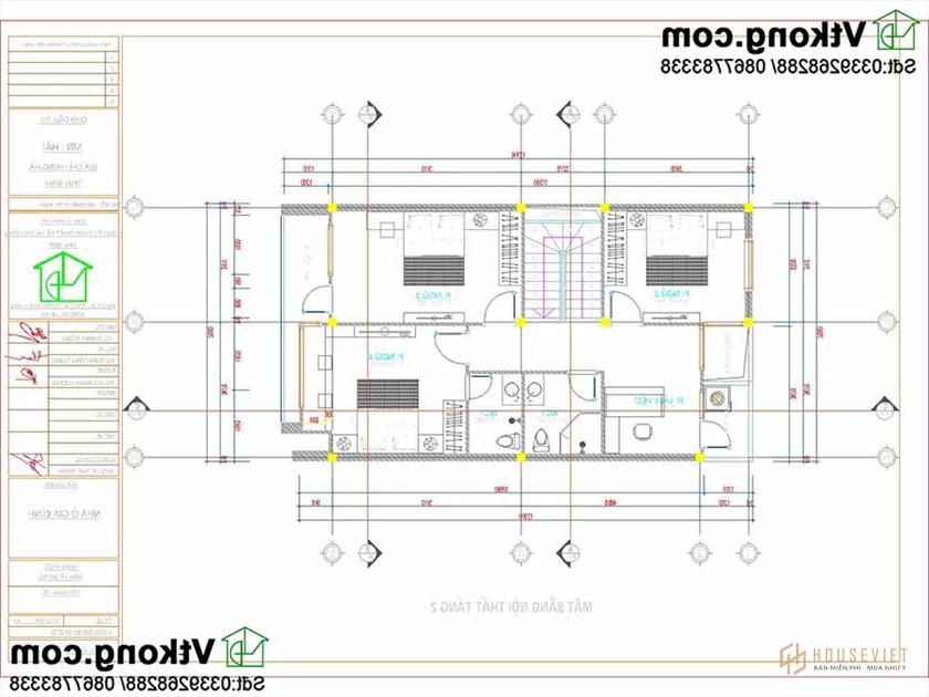 Mặt bằng tầng 2 mẫu nhà phố 3 tầng hiện đại và khoa học