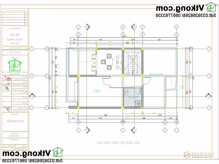 Mặt bằng tầng 3 nhà phố 3 tầng 7x13m hiện đại và khoa học