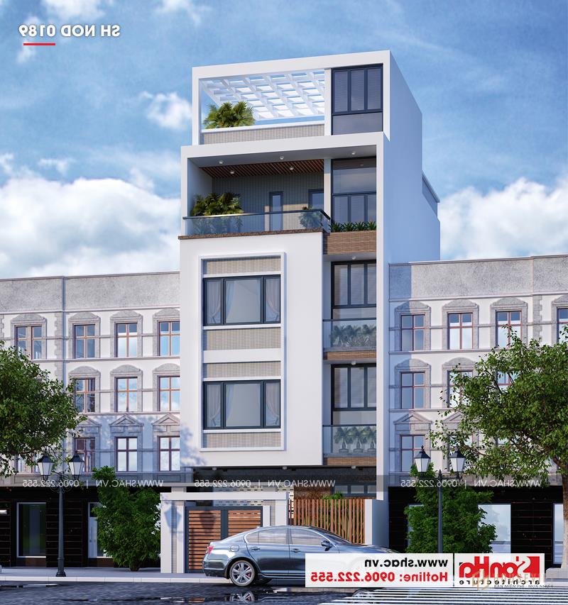 Nhà phố hiện đại 4 tầng 1 tum có gara trong nhà tại Hải Phòng - SH NOD 0189 17 Mẫu thiết kế nhà ống hiện đại đẹp 4 tầng 1 tum tại Hải Phòng
