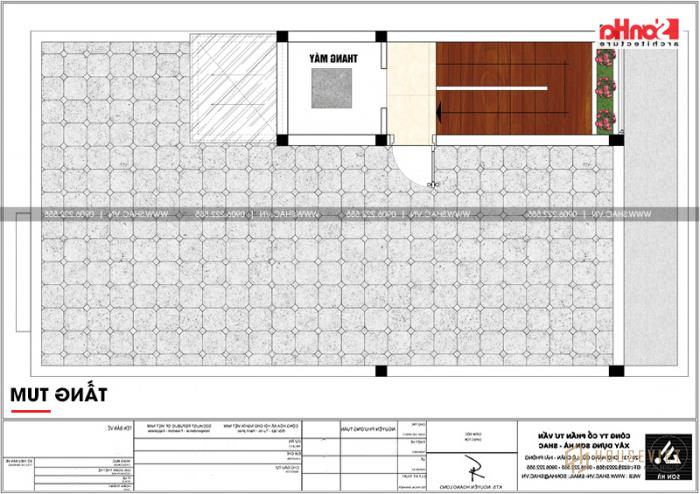 Nhà phố hiện đại 4 tầng 1 tum có gara trong nhà tại Hải Phòng - SH NOD 0189 31 Bản vẽ mặt bằng công năng tầng áp mái nhà ống hiện đại có gara trong nhà tại Hải Phòng