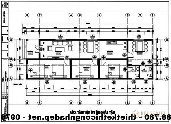 Bản vẽ mặt bằng nhà cấp 4 mái thái 6x20m