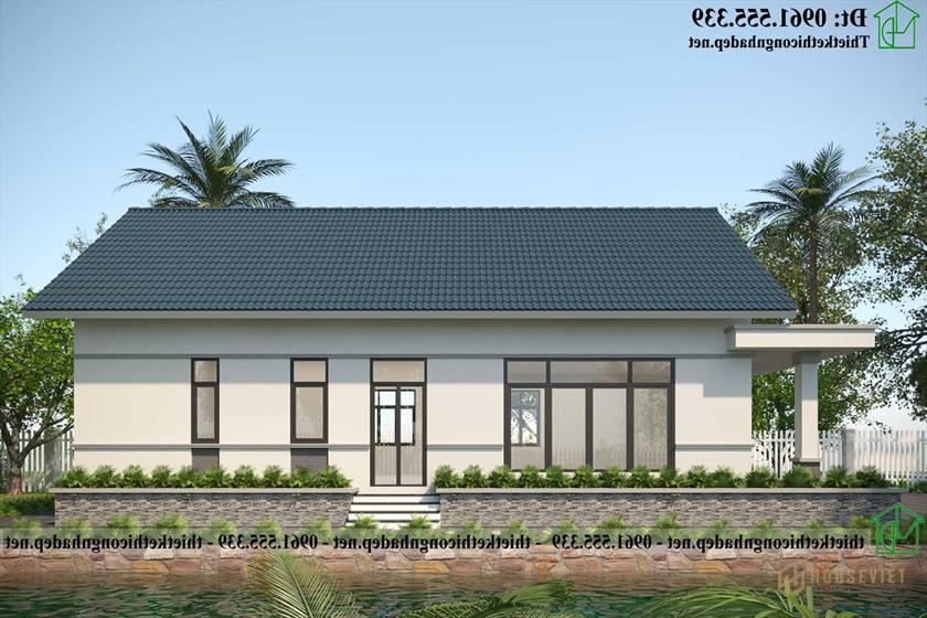 Mặt bên mẫu nhà cấp 4 đẹp mái thái NDNC4190