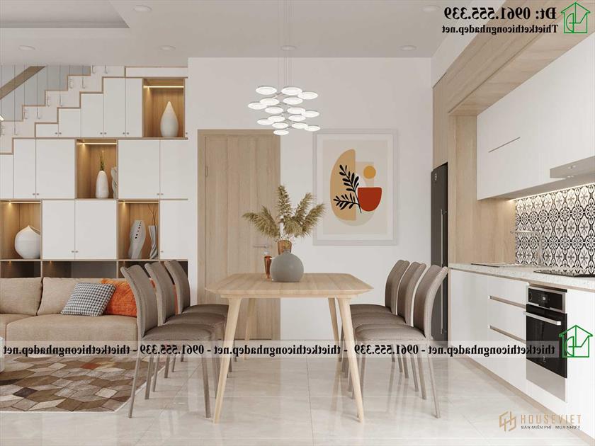 Thiết kế nội thất phòng bếp nhà ống 4 tầng đẹp NDNP4T20