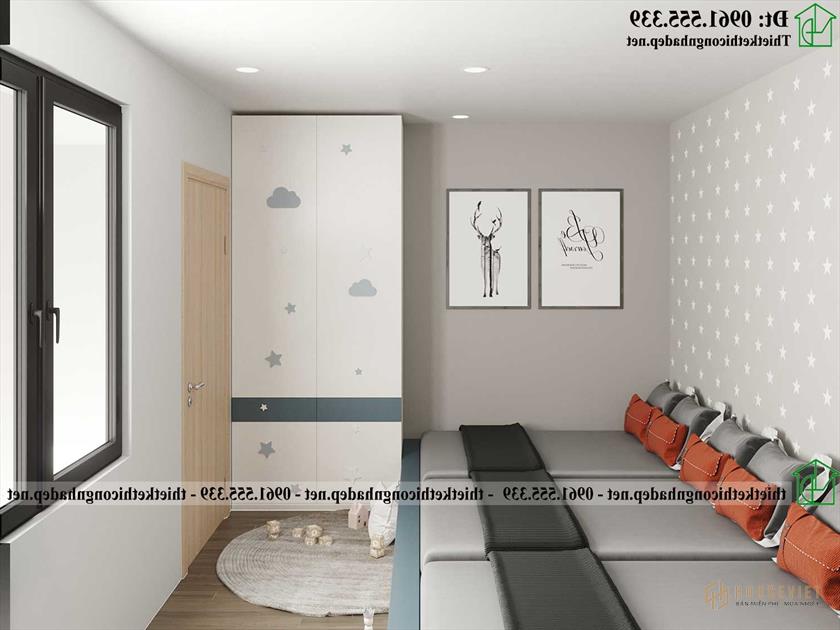 Thiết kế nội thất phòng ngủ con trai - tủ quần áo đẹp NDNP4T20