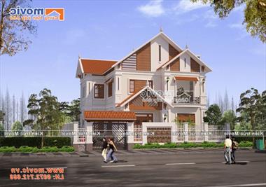 Mẫu biệt thự tân cổ điển mái thái đẹp sang trọng - MB18233