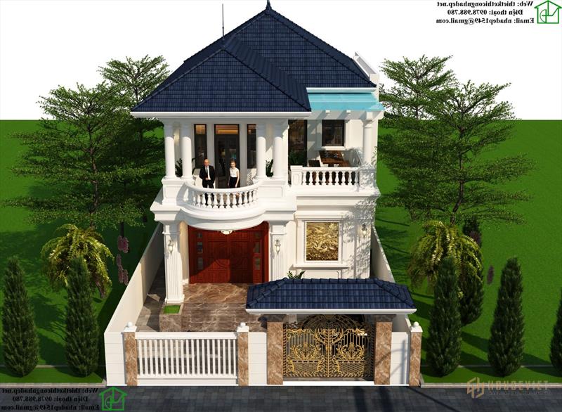 Mẫu thiết kế biệt thự 2 tầng mái thái 8,7x18m tại Hải Dương NDBT2T144