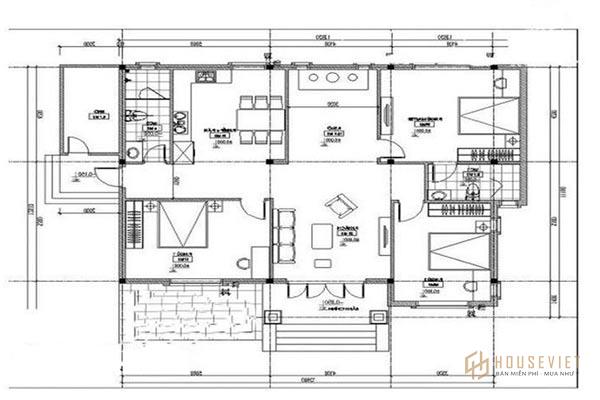 Bản vẽ chi tiết nhà cấp 4 3 gian đáp ứng nhu cầu sử dụng của gia chủ