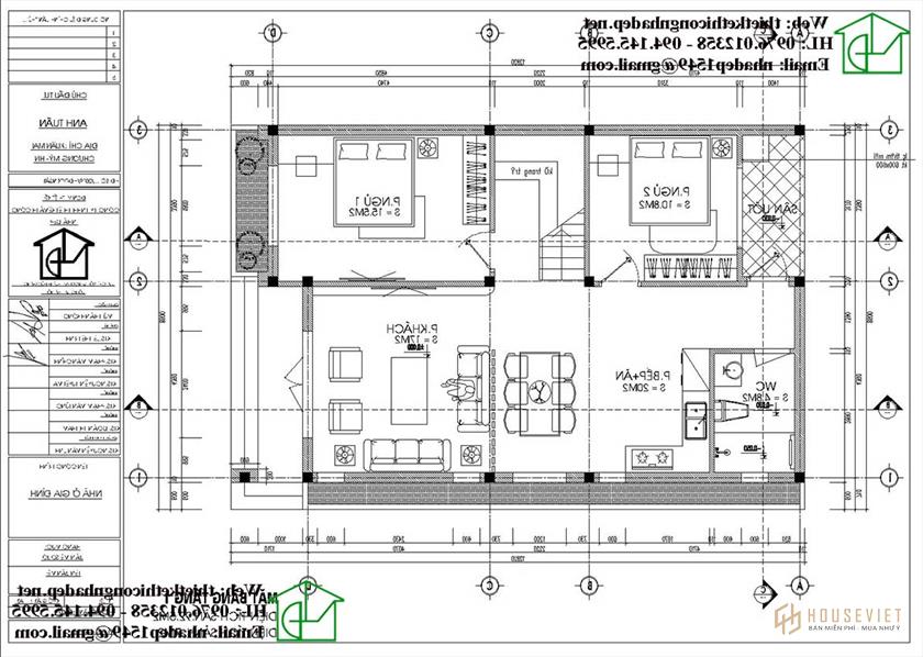 Mẫu nhà cấp 4 8x13m NDNC4106