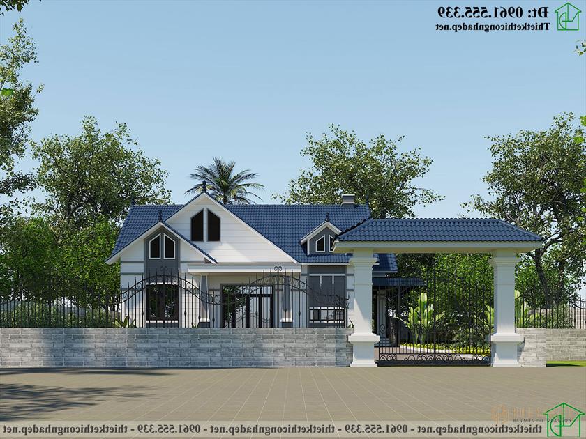 Mẫu thiết kế nhà đẹp 1 tầng mái thái ndbt1t119