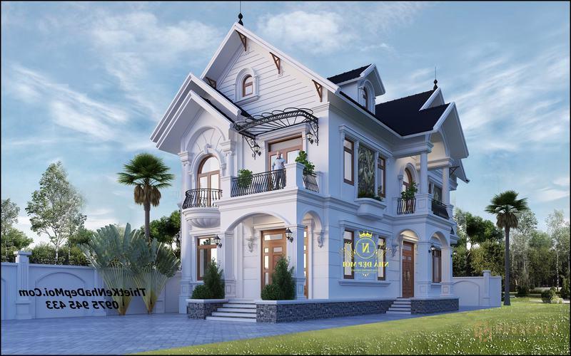 Bản vẽ biệt thự 2 tầng 4 phòng ngủ 9x17m