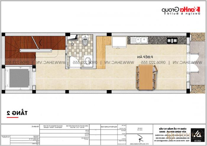 Mẫu thiết kế nhà phố tân cổ điển 6 tầng có thang máy tại Hà Nội - SH NOP 0209 36 Mặt bằng công năng tầng 2 nhà phố tân cổ điển 6 tầng có thang máy tại Hà Nội