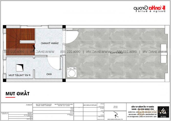 Mẫu thiết kế nhà phố 6 tầng tân cổ điển có thang máy tại Hà Nội - SH NOP 0209 41 Mặt bằng công năng tầng tum nhà phố tân cổ điển 6 tầng có thang máy tại Hà Nội