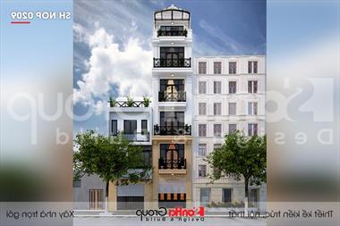 Mẫu thiết kế nhà phố 6 tầng tân cổ điển có thang máy tại Hà Nội - SH NOP 0209