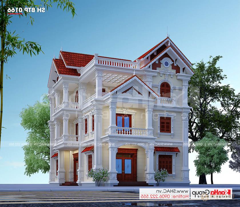 Biệt thự tân cổ điển 3 tầng diện tích 300m2 tại Hải Phòng - SH BTP 0166 2 Thiết kế biệt thự tân cổ điển 3 tầng tại Hải Phòng