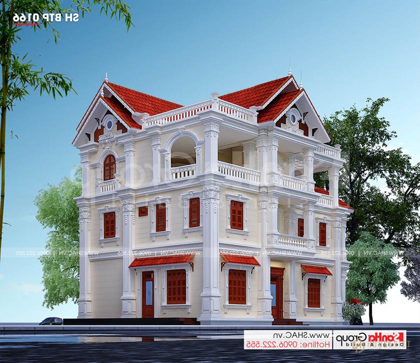 Biệt thự tân cổ điển 3 tầng diện tích 300m2 tại Hải Phòng - SH BTP 0166 5 Ngoại thất đẳng cấp của biệt thự tân cổ điển tại Hải Phòng