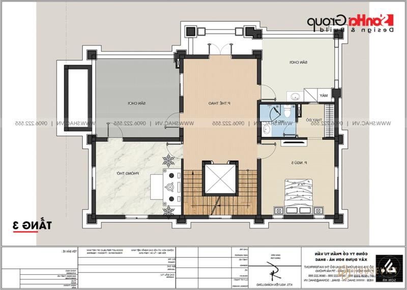 Biệt thự tân cổ điển 3 tầng diện tích 300m2 tại Hải Phòng - SH BTP 0166 16 Tầng 3 mẫu thiết kế biệt thự tân cổ điển mặt tiền 15m tại Hải Phòng
